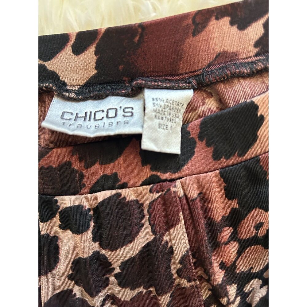 Chico's Travelers Size 1 M Leopard Animal Print Flared Midi Skirt